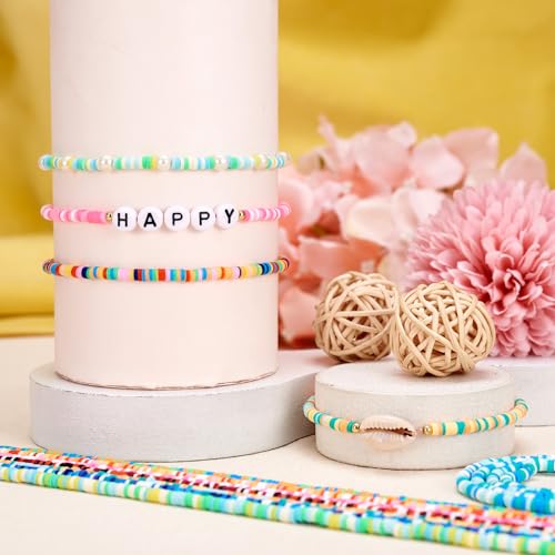 Elecrelive 15 Colors Clay Bead Strands 3mm Polymer Vinyl Heishi Beads Friendship Bracelet Kit Chip Disk Flat Round Spacers for Chocker Necklace Earring DIY Crafts - color: 15 Colors