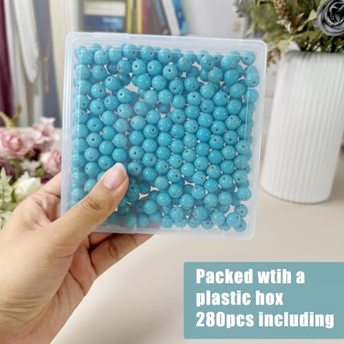 Turquoise Beads Bulk 10mm - 280pcs Natural Semi-Precious Gemstone Round Space Loose Beads for Jewelry Making, Bracelets, Necklaces, Earring, DIY Handmade Crafts, Healing Stone Gifts - color: Turquoise Round 10mm