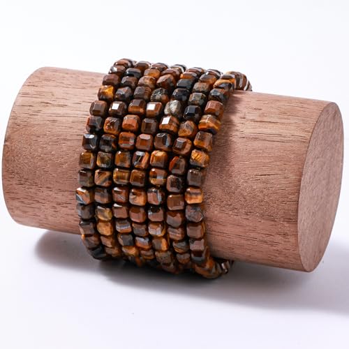 Natural Faceted Yellow Tiger Eye Cube Stone Beads 5-5.5mm 60pcs/str Loose Square Semi Gemstone Stone Beads for Making Bracelets Necklace Earrings - color: Yellow Tiger Eye