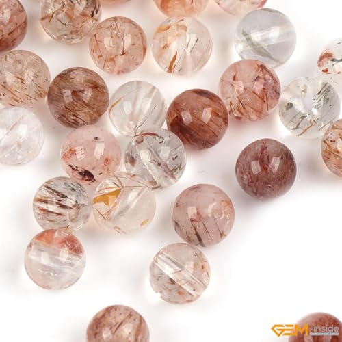 GEM-Inside 63Pcs 6mm Round Natural Brown Super Seven Quartz Gemstone Semi Precious Chakras Stone Beads for Bracelet Necklace Jewelry Making Strand 15"