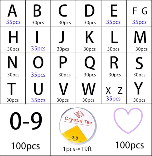 Acrylic Letter Beads 4mm Flat Round, 6mm Square - Beads for Making Friendship Bracelet or Necklace (26 Pieces of Square Black with White) - color: 26 pieces of square black with white