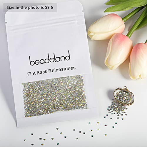 beadsland 1440pcs Flat Back Crystal Rhinestones Round Gems for Nail Art and Craft Glue Fix, CrystalAB (SS6(1.9-2.1mm)) - color: Crystal AB, size: SS6/1440pcs