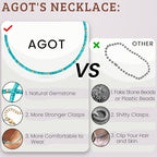 AGOT Beaded Gemstone Necklace for Women: Boho Bead Choker Natural Stone Necklaces - Handmade Jewelry for Summer Beach - color: Blue