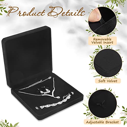 Yinkin 6 Pcs Velvet Jewelry Set Box Jewelry Display Case Earring Ring Bracelet Necklace Gift Box Pearl Necklace Storage Case for Mother's Day Wedding Travel Anniversary(Black) - color: Black