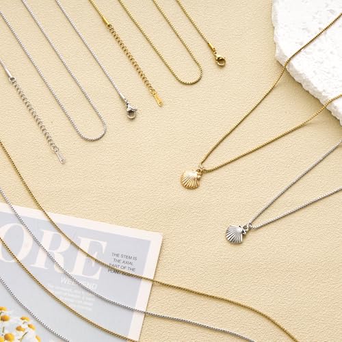 SMYHTGLIF 18 Inches Silver Stainless Steel Necklace Chain for Jewelry Making 12 Pack DIY Craft Box Necklace Chain with Lobster Clasps - color: Silver Box, size: 18 Inches