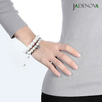 JADENOVA Natural Bead Bracelet Semi Precious Gemstone Beaded Bracelet for Women Healing Crystal Stone Stretch Bracelet Men Couple Bracelets (2pcs,6-8mm/8-10mm) - color: Howlite, size: 8mm/10mm