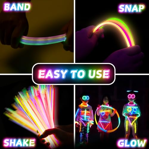SHQDD 500 Glow Sticks Bulk Party Pack, 8” Neon Glow Sticks, DIY Glowsticks with Connectors Bracelets & Necklaces, Glow in the Dark Party Supplies for Kids, Adults, Parties, Halloween & New Year - style: 500PCS