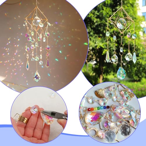 DIY Suncatchers, 400 pcs Sun Catchers Making Supplies Kit Art and Crafts for Adults Prism Hanging Decorative Suncatcher with Crystals Rainbow Maker for Indoor Windows Office Home Decor