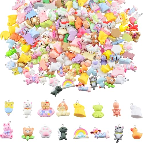 KJML DIY Cute Keychain Charms Bulk 30pcs Pendant Charms for Keychain Making Mini Resin Charm for Funny Keychains Bag Charm Purse Backpack Jewelry Making - color: Mix Animal