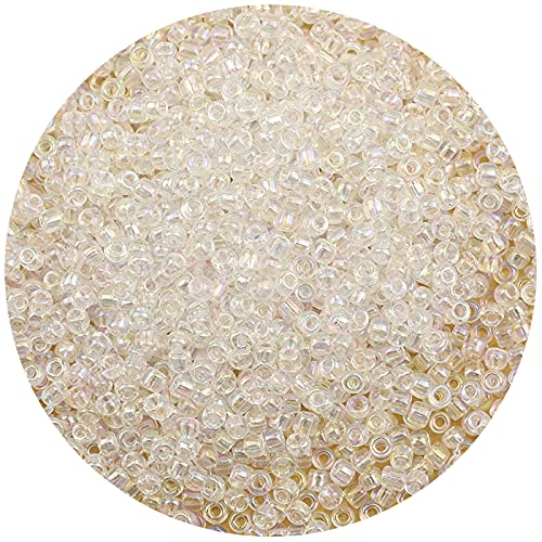 Bala&Fillic Raibow Clear Color 4mm Seed Beads About 1200pcs/100Grams in Bag, 6/0 Glass Craft Beads for Making Bracelet and Necklace (Raibow Clear) - color: Raibow Clear -4mm
