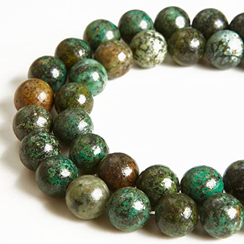 35pcs 10mm African Turquoise Beads Natural Gemstone Beads Round Loose Beads for Jewelry Making - color: African Turquoise, size: 10mm