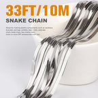 33 Feet Stainless Steel Snake Chains Roll, 3mm 304 Stainless Steel Flat Snake Chain Bulk Spool for Jewelry Making DIY Craft - color: 3.0mm Stainless Steel Flat Snake Chains