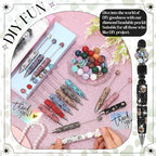 Tondiamo 45 Pcs Full Rhinestone Beadable Pens Bulk Set 15 Glitter Diamond Pens with Cards & Bags Fancy Beaded Pen for Beads DIY Cute Journalling Bling Ballpoint Craft Making(Leopard Print Diamonds) - style: Leopard Print Diamonds