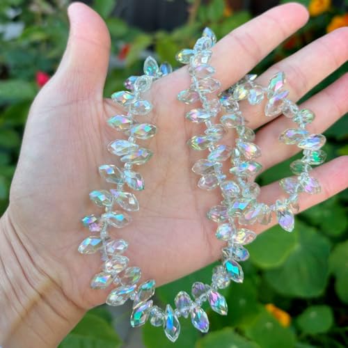 200pcs Czech 12mm Faceted Teardrop Briolette Crystal Glass Loose Beads Pendant Drop Spacer Light Green Shimmer for DIY Jewelry Making CCT2-40 - color: Light Green Shimmer, size: 12x6mm - 200pcs