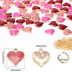 SANNIX 90Pcs Valentine's Day Heart Charms with 150Pcs Jump Rings, 3 Colors (Red, Pink, Rose Red), DIY Jewelry Making Crafts Supplies - color: 3 color