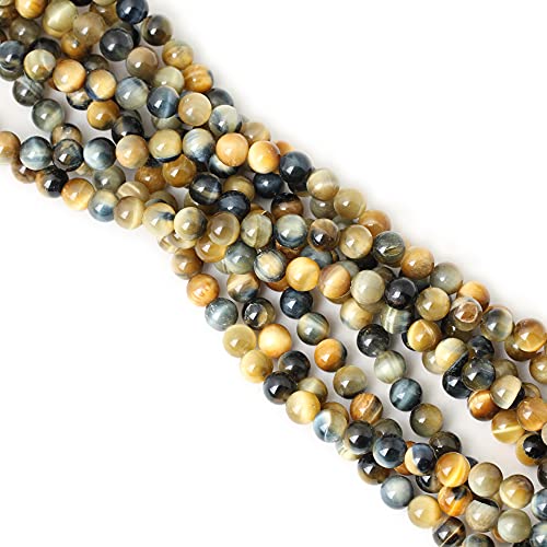 45PCS 8mm Natural Dream Tiger Eye Stone Round Loose Beads for Jewelry Making DIY Bracelet Necklace Materials 1 Strand 15" - color: Dream Tiger Eye, size: 8mm
