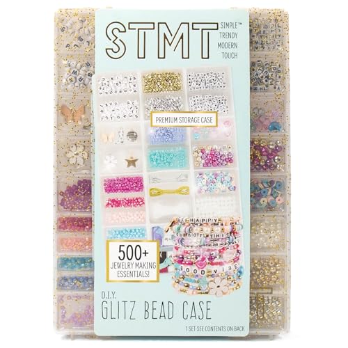 STMT D.I.Y. Glitz Bead Case, Includes Over 500 Jewelry Making Supplies, Including Cute Beads for Jewelry Making, Bracelet Charms, Storage Case, Friendship Bracelet Kit, Teen Girl Gifts - style: Glitz