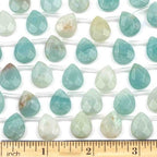 Cherry Blossom Beads Amazonite Beads 12x15mm Faceted Top-Drilled Teardrop - 12 pcs/ 8 Inch Strand - color: Amazonite