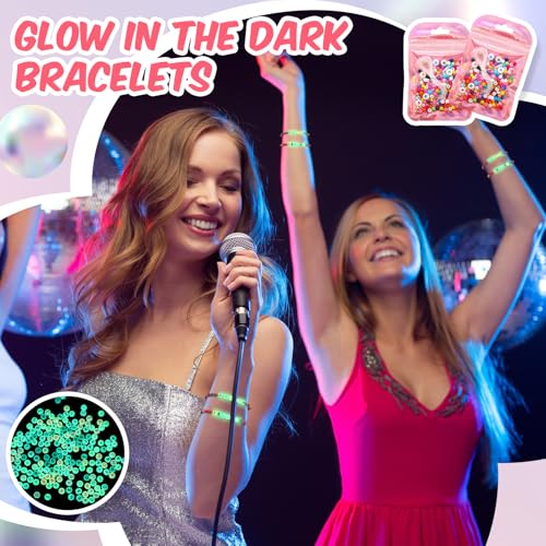 Kenning 24 Set Friendship Bracelet Making Kits Glow in The Dark Letter Beads DIY Jewelry Supplies Colorful Various Beads Set Personalized Bracelet for Wedding Birthday Gift Craft Wrapped