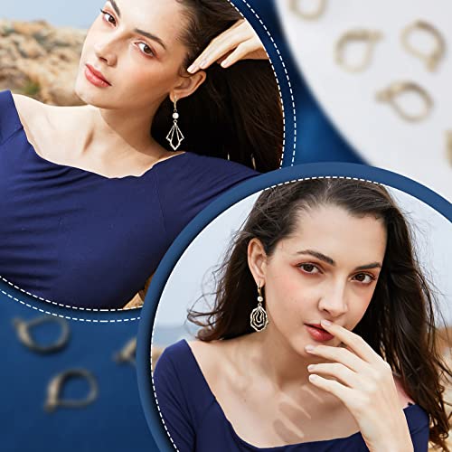 Beebeecraft 50Pcs/Box Leverback Earring Findings 24K Gold Plated Stainless Steel French Earring Hooks 15.5x10x1.5mm Dangle Ear Wire Findings for Jewelry Making - color: 15.5x10mm Gold Earring Hooks