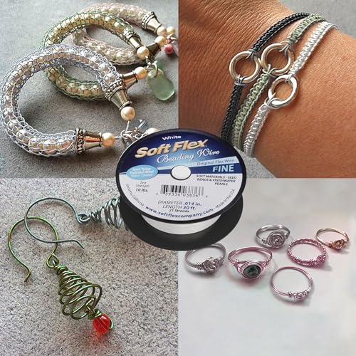 Soft Flex 21 Strand Beading Wire - Fine 0.14 Diameter - 30 Feet Design Wire - style: White Nylon