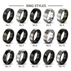 Chain Tool Ring - Gift for Cyclist - 8mm - Band - Gunmetal Black Silver - Personalized Custom Engraving - Men Women - Anniversary Engagement Wedding - Tungsten Carbide - Flat Dome Bevel - color: 08 - Black Grey Tungsten
