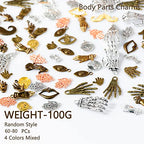 stino 100 G Mixed Style Metal Charms for Jewelry Making, Bulk Silver & Gold Plated, for Bracelet, Necklace, Earrings DIY Crafts - style: Body Parts