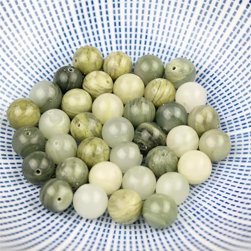 Natural Stone Beads Mixed Jasper Round Loose Beads for Jewelry Making DIY Bracelet Necklace (6mm) - color: Grass green jade, size: 6mm