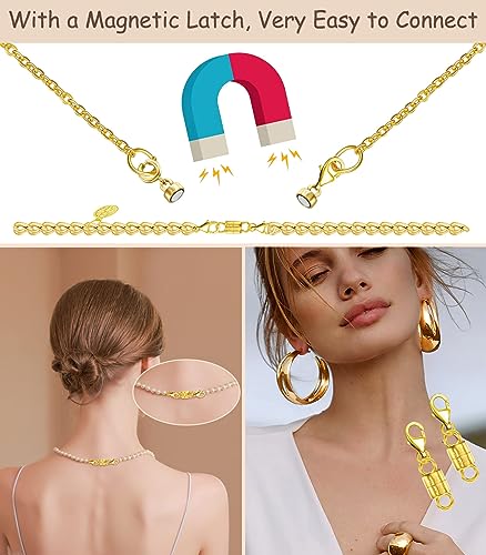 Dailyacc 925 Silver Lobster Magnetic Necklace Clasps and Closures Safety Sterling Silver with 14K Gold Jewelry Converters for Bracelets Chain Extender - color: 1pcs Gold