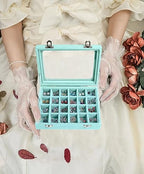Velvet Jewelry Box 24 Grid Jewelry Earrings Display Organiser Box Ring Tray Holder Earrings Storage Case for Girls Women Wife Mom (Light blue) - color: Light blue