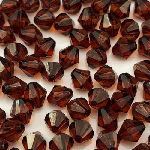 200pcs 10mm Acrylic Bicone Beads Faceted Acrylic Crystal Spacer Beads for Bracelet Necklace Earring Keychain Jewelry Making Crafts(Dark Coffee) - color: Dark Coffee, size: 10mm