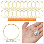 40pcs 40mm Earring Hoops for Jewelry Making,Earrings Beading Hoop Earring Finding Round Beading Hoop Open Bezel Pendant Frame for DIY Crafts Accessories Supplies Women Gifts(Gold) - color: 40pcs;40mm;Gold