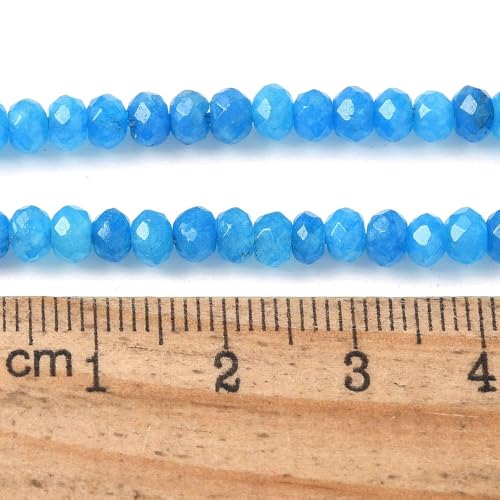 115pcs 4x2mm Rondelle Faceted Natural Jade Beads, Dyed Stone Beads Abacus Disk Stone Spacer Charm Bead for DIY Bracelet Necklace Jewelry Making Keychain Phone Chain Ornament, Dodger Blue - color: Dodger Blue
