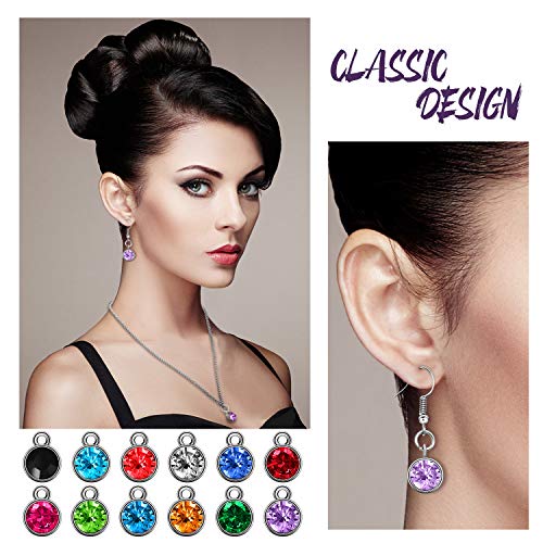 Hicarer 72 Pcs Crystal Birthstone Charms DIY Beads Pendant Crystal Charm for Jewelry Necklace Bracelet Earring Making, 7 mm - color: Dark Colors