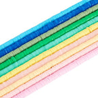 10 Strands Handmade Polymer Clay Bead Strands Assorted Heishi Beads Charms Flat Round Disc Bead Loose Spacer Bead for Jewelry Making DIY Bracelet Necklace Craft Keychain Earring Pendant