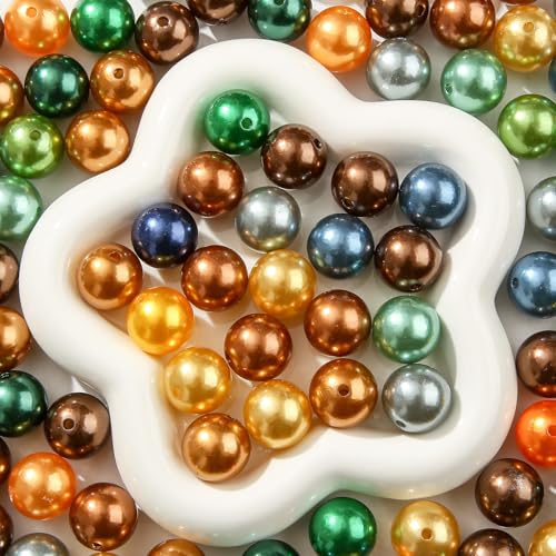 100pcs Color Pearl Beads Chunk Bubblegum Bead 20mm Acrylic Pen Ball Beads for Pen Bag Jewelry Making Necklace Bracelet(Brown&Gray) - color: brown&gray