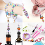 Sunrony 200Pcs Silicone Lentil Beads for Keychain Making, Bulk 12mm Silicone Abacus Spacer Beads for Necklace Bracelet Making Pens(Light Purple) - color: G-Light purple