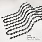 10 Pack 18inch Black Cuban Chain Necklace Bulk for Jewelry Making Stainless Steel Chunky Curb Cuban Jewelry Chains Kit - color: Black 18", size: 1.8mm