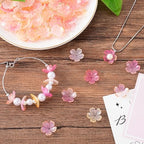 100Pcs Pink Gradient Cherry Blossom Beads, 5-Petal Acrylic Flower Beads, Gold-Plated Mini Spacer Beads Charms Halloween Christmas for Bracelets Jewelry Making - color: Pink, D Styles