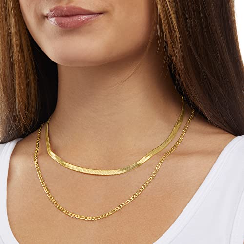 Amazon Essentials 14k Gold or Sterling Silver Plated Figaro Chain Necklace - color: Yellow Gold, size: 20", style: 4 mm