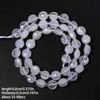 8×5mm White Agate Natural Stone Beads for Jewelry Making About 35-40pcs 1 Strand 15" Drilled Flat Faceted Cabochon Gemstone Beads for Bracelets Necklace DIY Crafts - color: White Agate