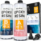 Nicpro 32 Ounce Crystal Clear Epoxy Resin Kit, Food Safe DIY Starter Epoxy Resin for Craft, Canvas Painting, Molds Pigment Jewelry Making, Resin Coating and Casting - size: 32oz