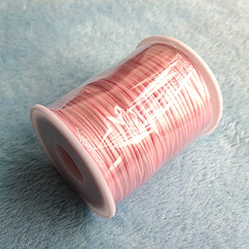 1.5mm Nylon Satin Cord Thread Beading String for Macrame Bracelets Chinese Knotting,Necklaces,Jewelry Making 109 Yards (Pink) - color: Pink, size: 1.5mm