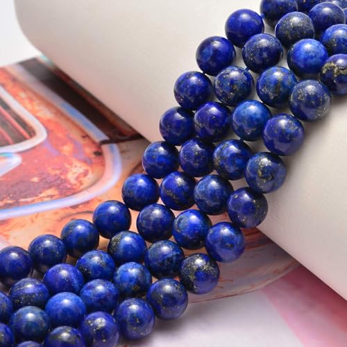 100pcs Natural Stone Beads 8mm Blue Lapis Lazuli Round Genuine Real Stone Beading Loose Gemstone Hole Size 1mm DIY Charm Smooth Beads for Bracelets Necklaces Earrings Jewelry Making Crafts - color: Blue Lapis Lazuli