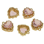Crystal Zirconia Gold Plated Brass Charms for Jewelry Making Bracelet Necklace Earring Pendant Craft Supplies DIY Accessories - color: HeartA-Pink-5Pcs