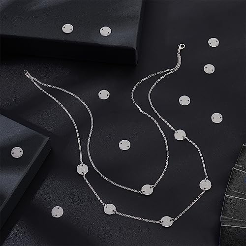 UNICRAFTALE Stainless Steel Alphabet Link Charms from A to Z Letter Pendants Connectors for Earring Bracelet Necklace Flat Round Metal Pendant DIY Earring Bracelet Making - color: Stainless Steel Color