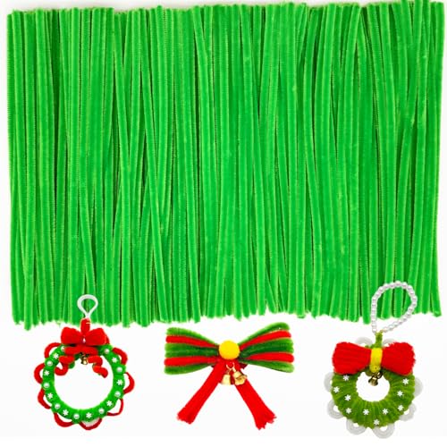 Fruit Green Pipe Cleaners Craft,Creative Craft Pipe Cleaners for Flower Making,Chenille Stems Crafting Pipe Cleaners Artificial Flowers,Craft Supplies for Home Festivals DIY,Christmas Decoration - color: Fruit Green