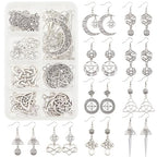 SUNNYCLUE 1 Box DIY Make 10 Pairs Knot Earring Making Kit Including Trinity Knot Charms Tibetan Style Heart Infinity Pendants Earring Findings for Women Beginners DIY Earring Jewellery Making - color: Celtic Knot Earrings 4