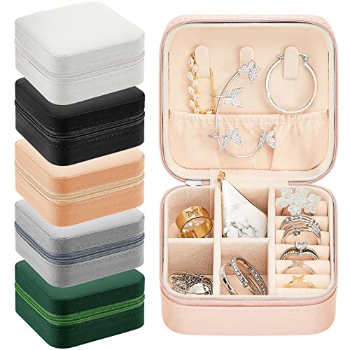 Taiyin Travel Jewelry Case, Bridesmaid Gifts Mini Jewelry Organizer, PU Leather Portable Earring Box for Women Girls - color: Multicolored