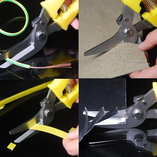 TOOLMAK Tin Snips 8 Inch Heavy Duty Scissors Metal shears with Stainless Steel Curve-Blade Comfort Grips, Multifunction Cutting of Branches, Thin Iron, Cardboads - size: 8 Inch Curve Blade